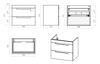 Подвесная тумба под раковину Brevita Ariana ARI-01060-03062Я 60см капучино